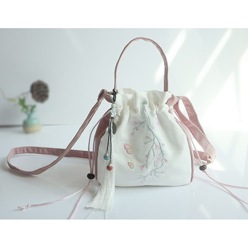Handmade Embroidered Flowers Canvas Tote Shoulder Bag Handbag - Image 26
