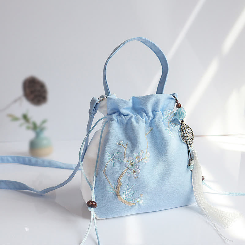Handmade Embroidered Flowers Canvas Tote Shoulder Bag Handbag - Image 36