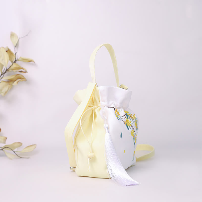 Embroidered Osmanthus Peony Grape Cat Cotton Linen Tote Crossbody Bag Shoulder Bag Handbag - Image 5