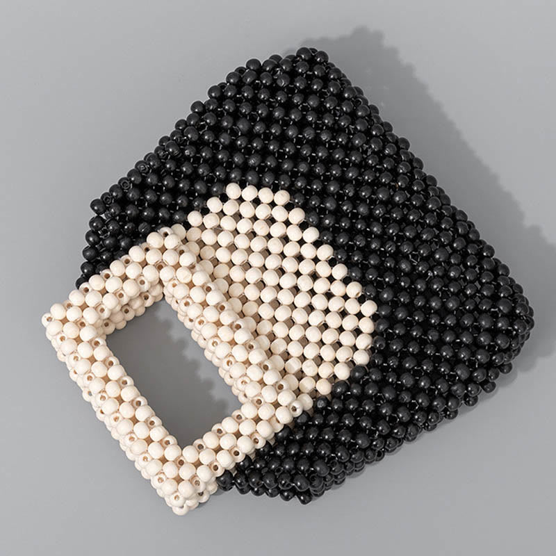 Hand-woven Wooden Beads Square Tote Handbag - Image 10