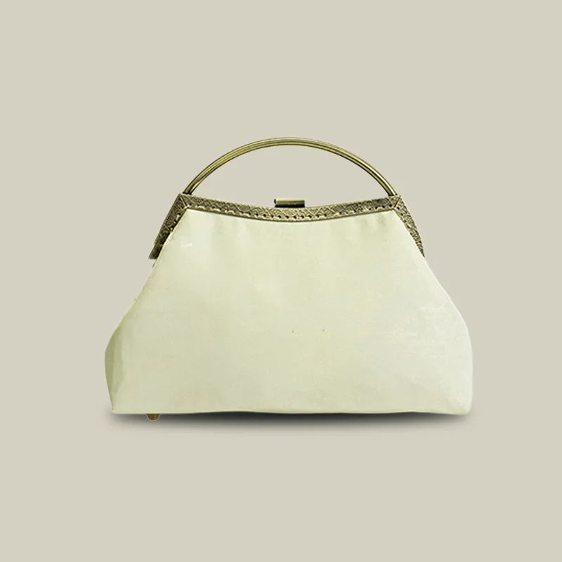 Magpie and Bamboo Leaf Embroidered Handbag with Metal Handle - Image 9