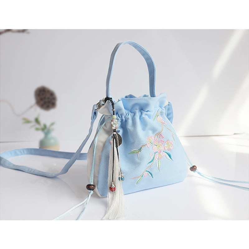 Handmade Embroidered Flowers Canvas Tote Shoulder Bag Handbag - Image 35