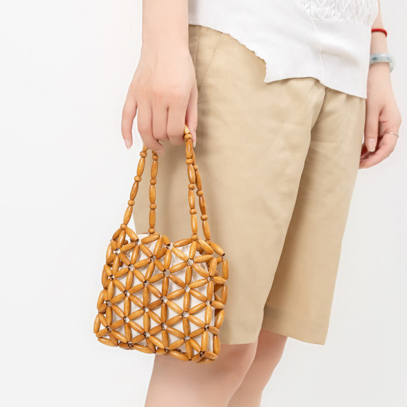 Hand-woven Mini Wooden Beads Handbag - Image 6