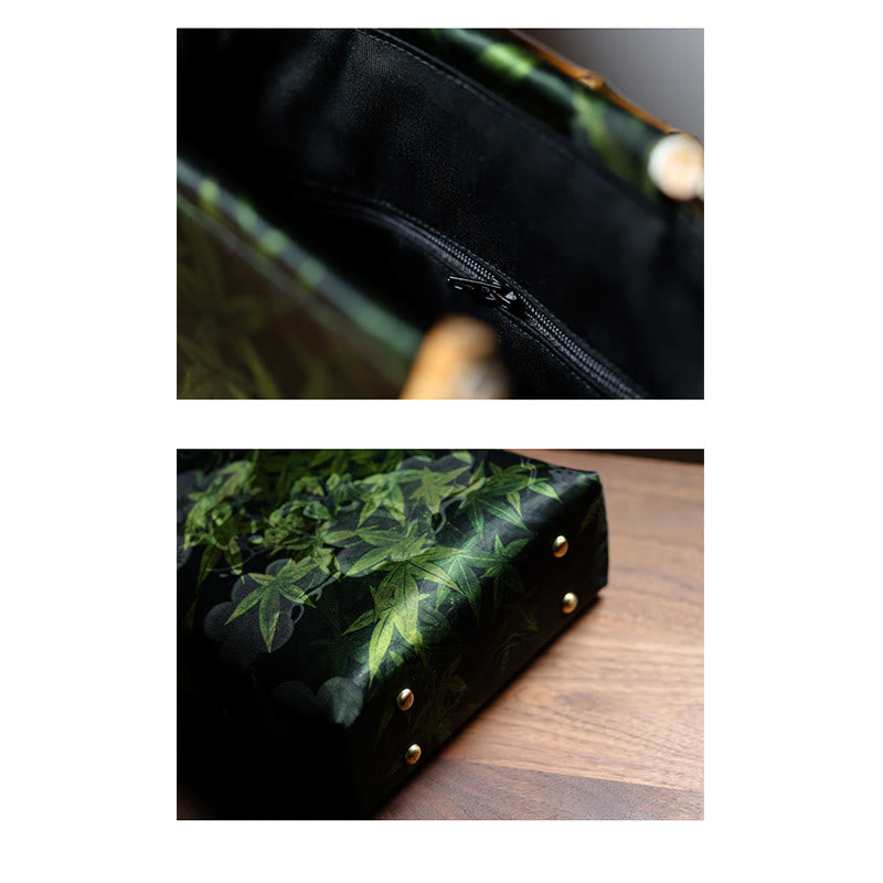 Bamboo Leaves Butterfly Koi Fish Bamboo Handles Handbag - Image 13