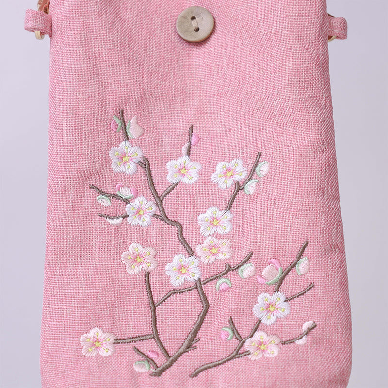 Small Embroidered Flowers Crossbody Bag Shoulder Bag Cellphone Bag 11*20cm - Image 12