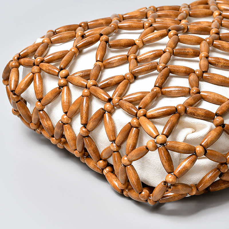 Hand-woven Wooden Beads Shoulder Bag Handbag - Image 6