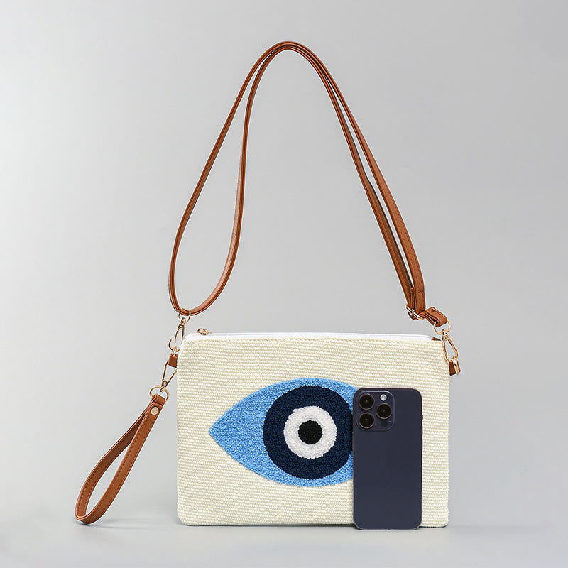Evil Eye Leaf Hamsa Canvas Crossbody Bag Shoulder Bag Handbag - Image 5