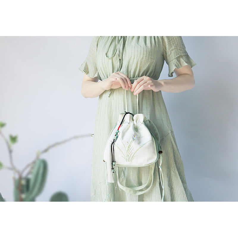 Handmade Embroidered Flowers Canvas Tote Shoulder Bag Handbag - Image 19