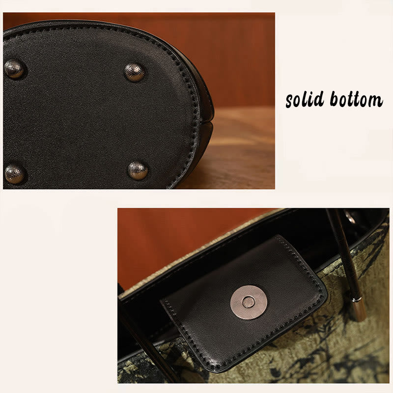 Green Bamboo Print Vintage Crossbody Bag Handbag - Image 9