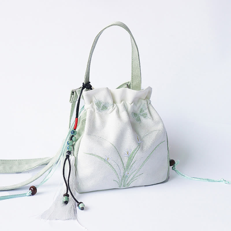 Handmade Embroidered Flowers Canvas Tote Shoulder Bag Handbag - Image 15