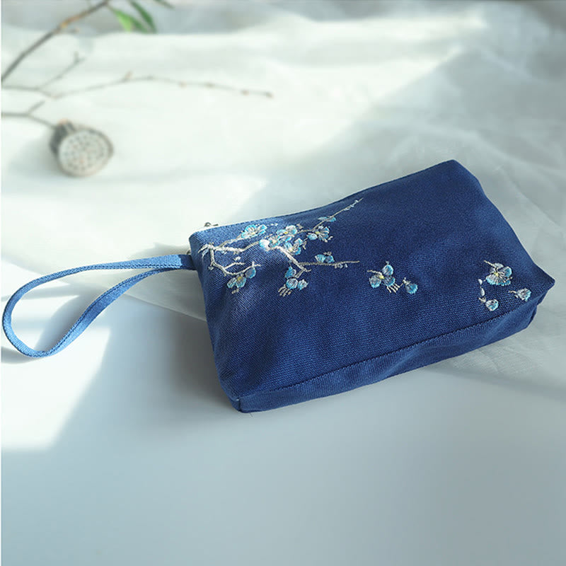 Small Flower Plum Cherry Crane Peach Blossom Embroidery Canvas Wallet Shopping Purse - Image 17