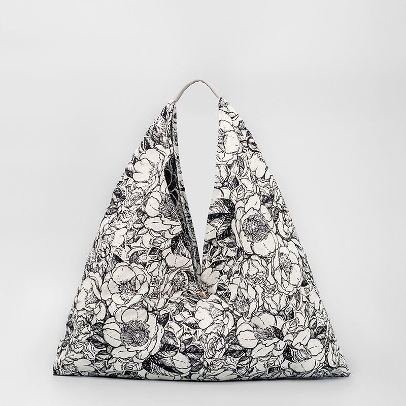 Flowers Letters Butterfly Geometry Print Underarm Triangle Shoulder Bag - Image 9