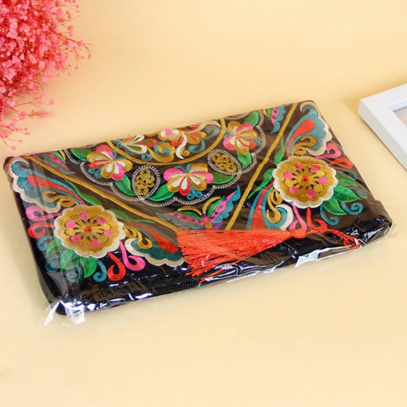 Dragon Butterfly Cosmos Flower Embroidery Wallet Shopping Purse - Image 29
