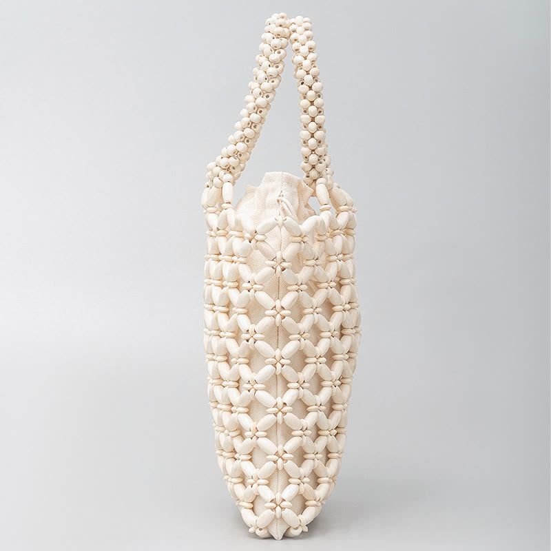 Hand-woven Lozenge Wooden Beads Handbag - Image 12