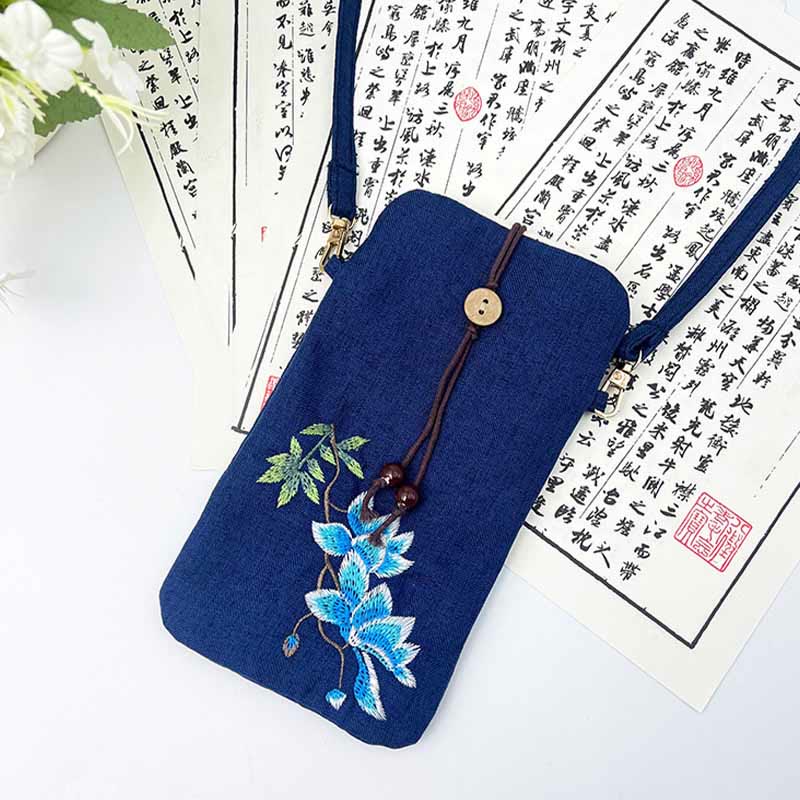 Small Embroidered Flowers Crossbody Bag Shoulder Bag Cellphone Bag 11*20cm - Image 30