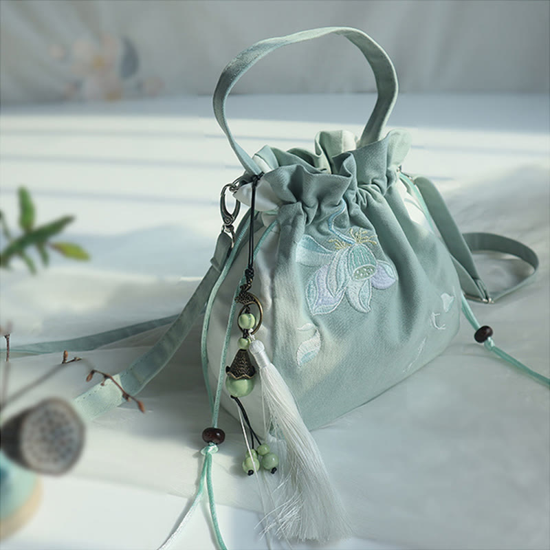 Handmade Embroidered Flowers Canvas Tote Shoulder Bag Handbag - Image 42