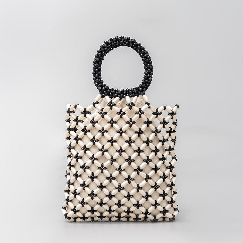 Hand-woven Lozenge Wooden Beads Handbag - Image 7