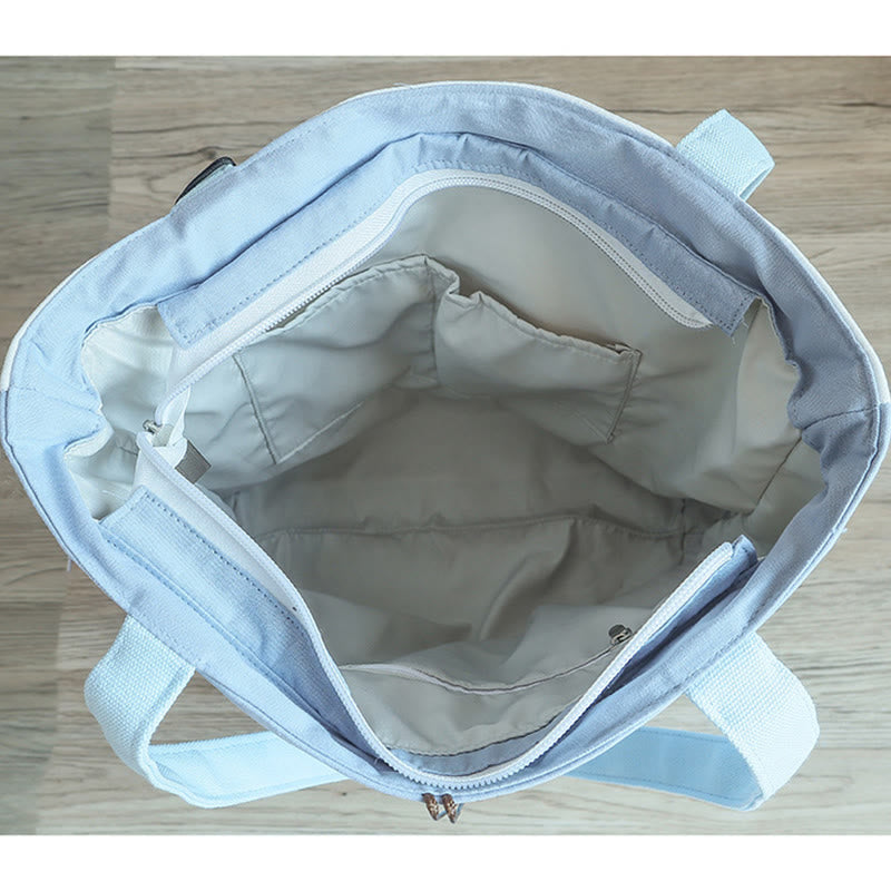 Pear Flower Plum Peach Blossom Bamboo Embroidery Canvas Large Capacity Shoulder Bag Tote Bag - Image 9