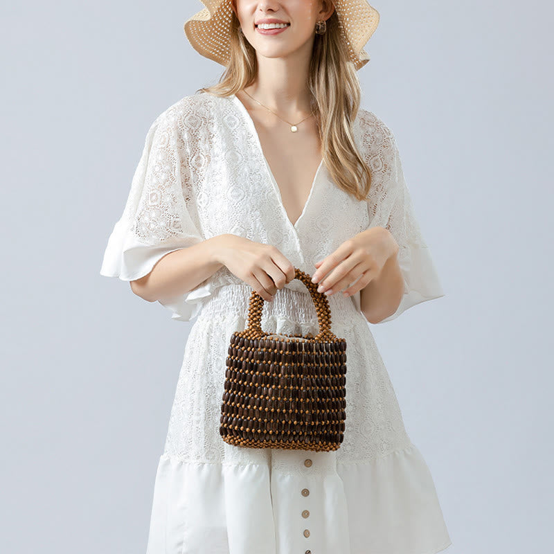 Hand-woven Wooden Beads Handbag - Image 11