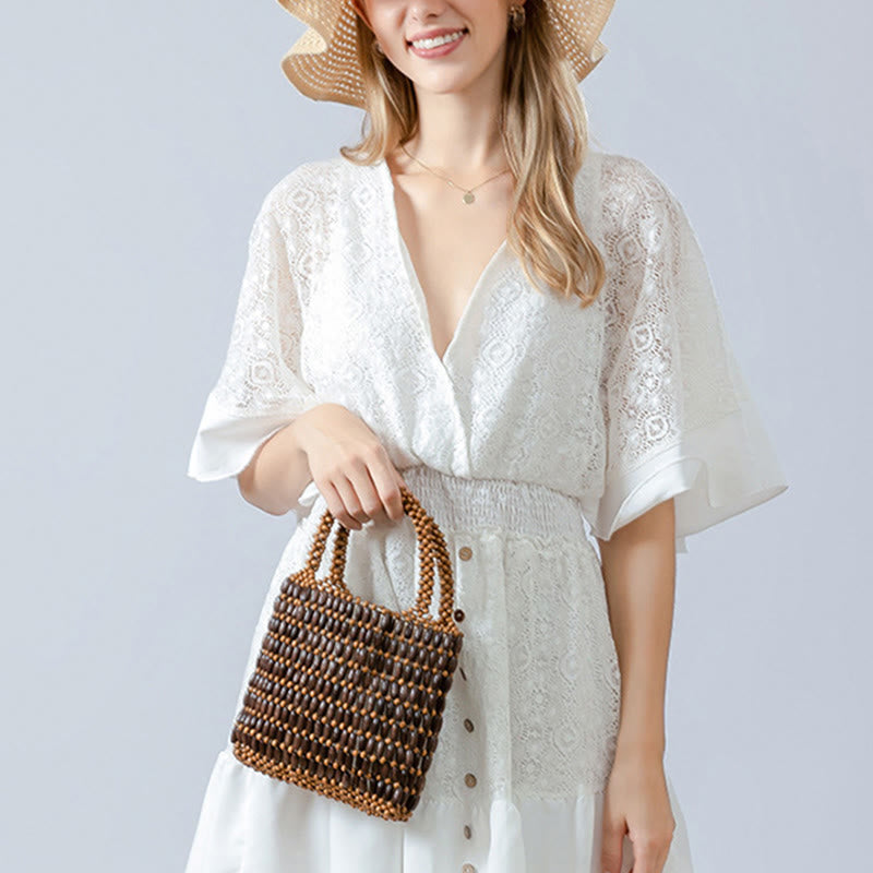 Hand-woven Wooden Beads Handbag - Image 8