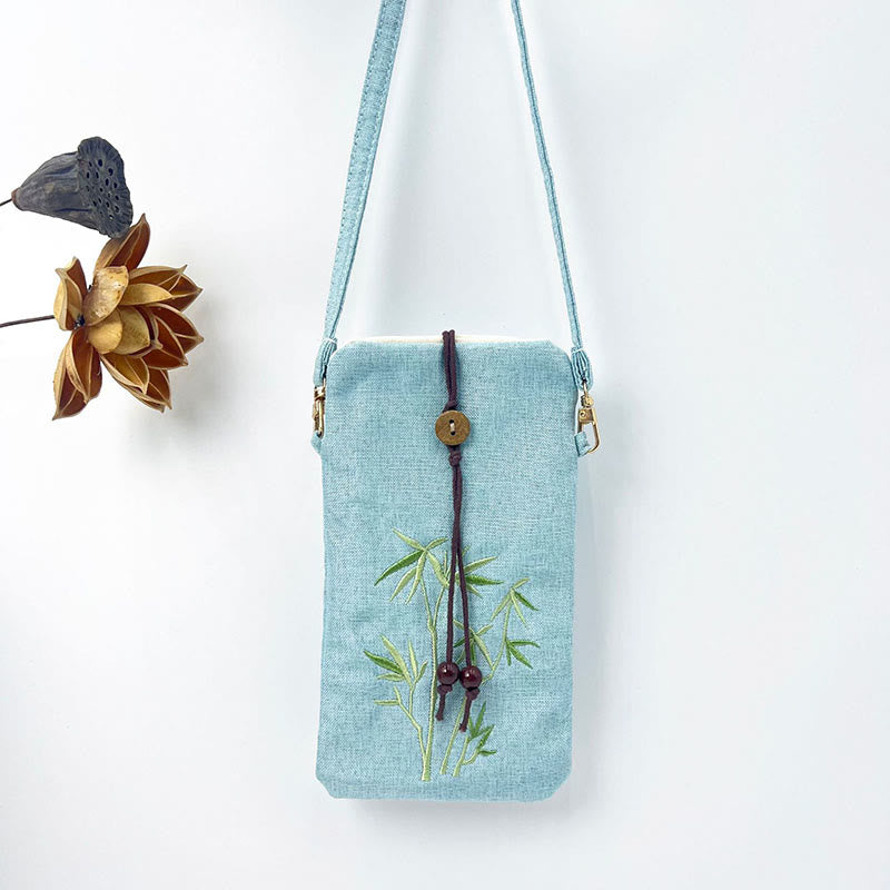 Small Embroidered Flowers Crossbody Bag Shoulder Bag Cellphone Bag 11*20cm - Image 27