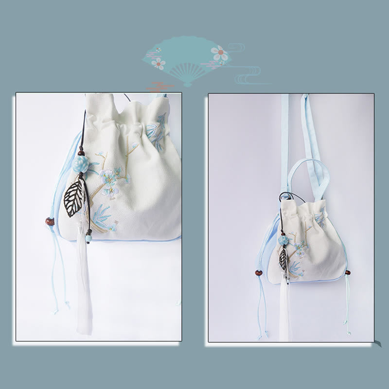Handmade Embroidered Flowers Canvas Tote Shoulder Bag Handbag - Image 29