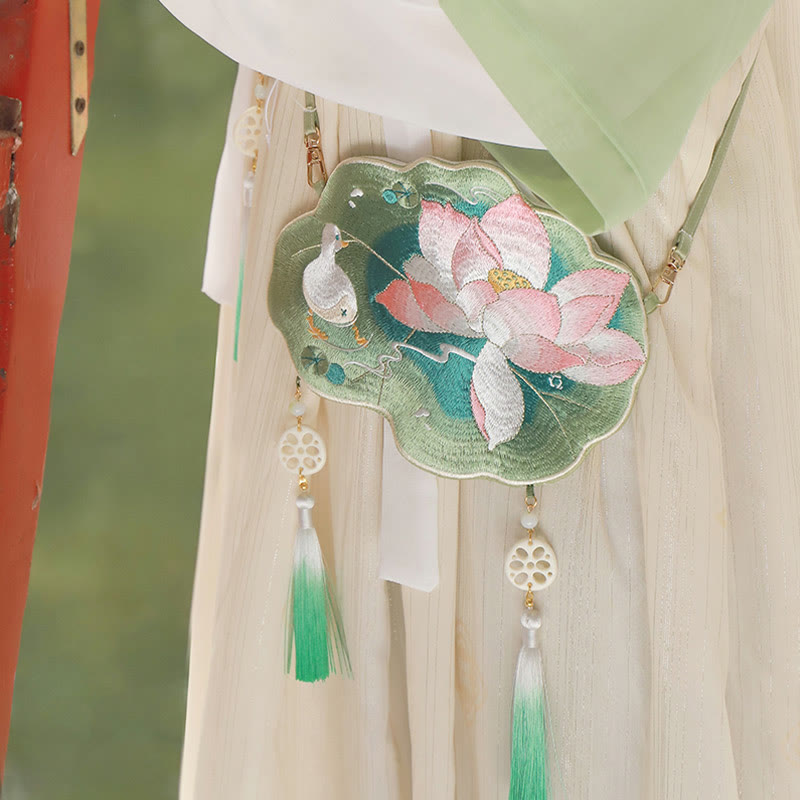 Luck Embroidery Lotus Koi Fish Rabbit Flower Hanfu Bag Crossbody Bag Shoulder Bag - Image 6