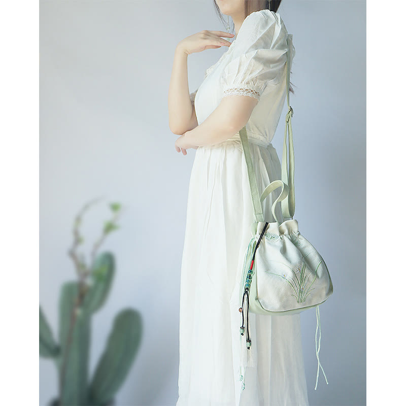 Handmade Embroidered Flowers Canvas Tote Shoulder Bag Handbag - Image 3