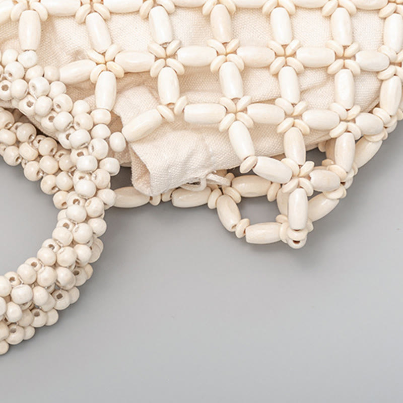 Hand-woven Lozenge Wooden Beads Handbag - Image 15