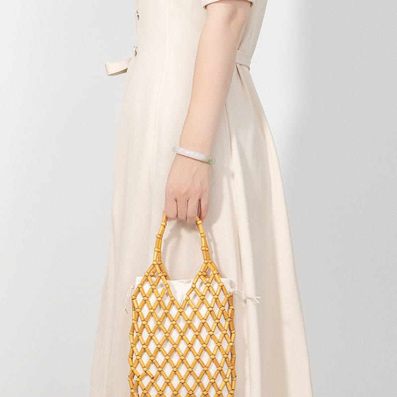 Hand-woven Mesh Hollow Wooden Beads Handbag - Image 16