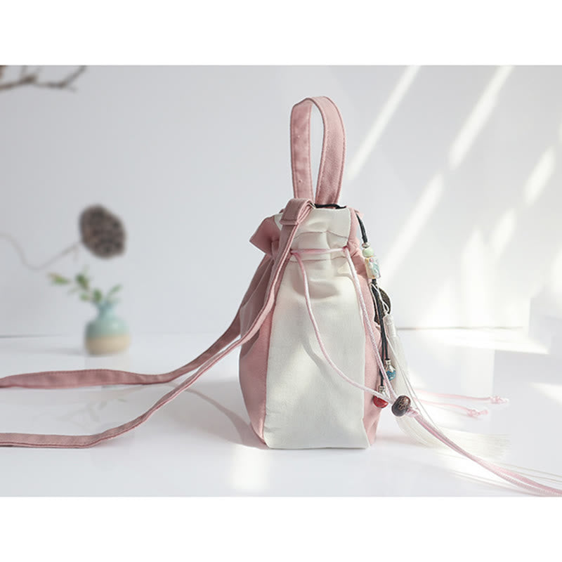 Handmade Embroidered Flowers Canvas Tote Shoulder Bag Handbag - Image 51