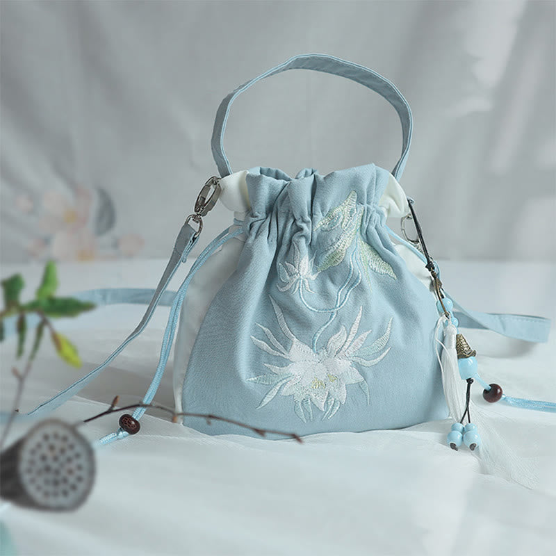 Handmade Embroidered Flowers Canvas Tote Shoulder Bag Handbag - Image 45