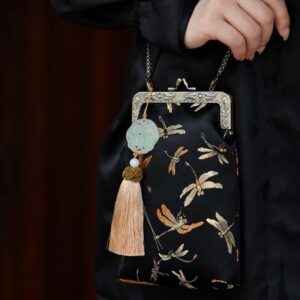 Buddha Stones Small Dragonfly Metal Chain Crossbody Bag Shoulder Bag Cellphone Bag
