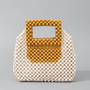 Buddha Stones Hand-woven Wooden Beads Square Tote Handbag