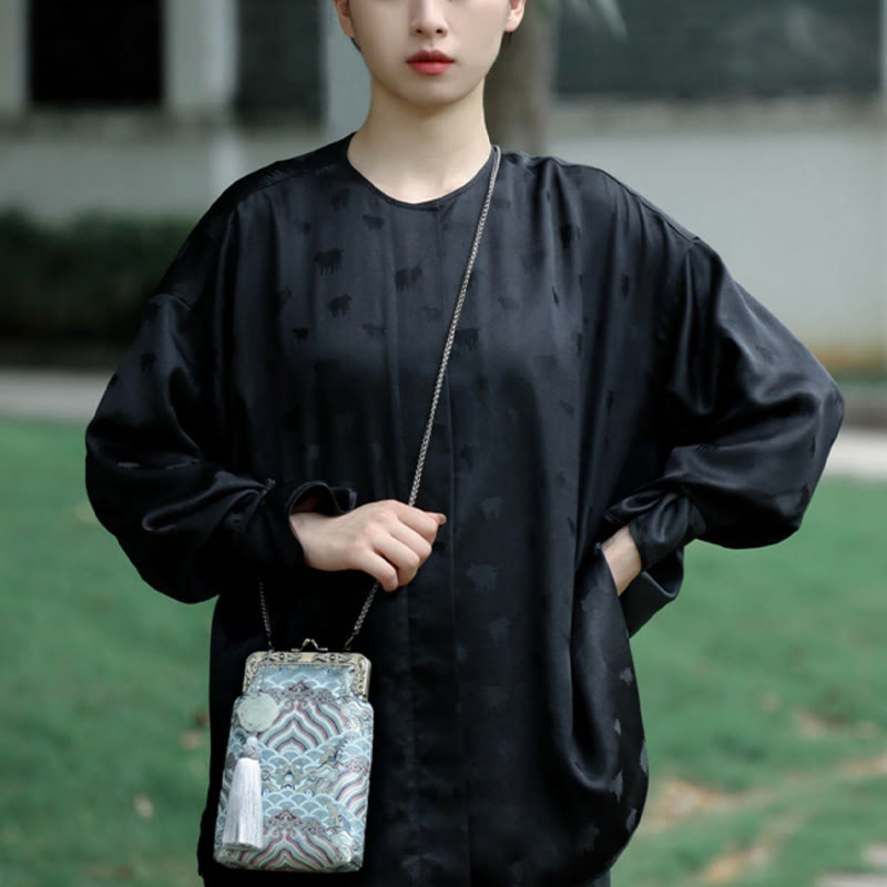Small Blue Ocean Waves Metal Chain Crossbody Bag Shoulder Bag Cellphone Bag - Image 14