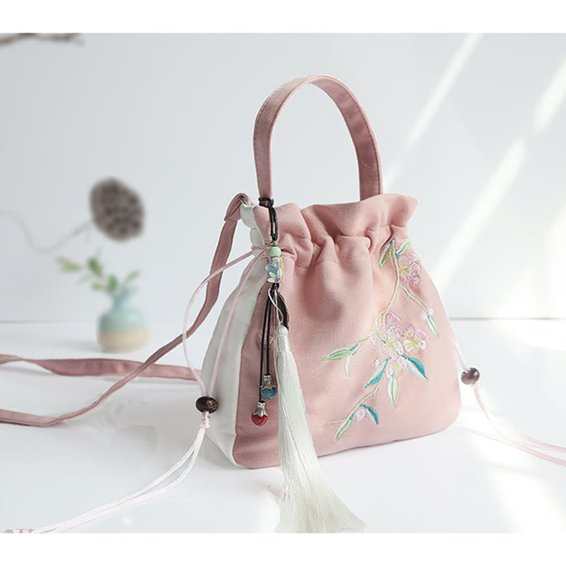 Handmade Embroidered Flowers Canvas Tote Shoulder Bag Handbag - Image 40