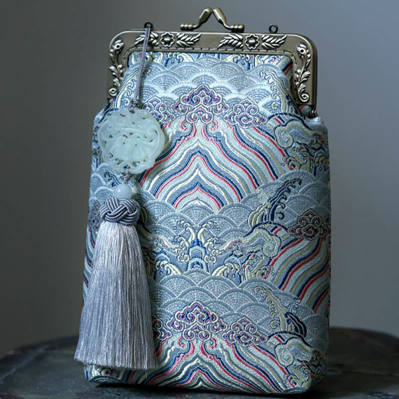 Small Blue Ocean Waves Metal Chain Crossbody Bag Shoulder Bag Cellphone Bag - Image 2
