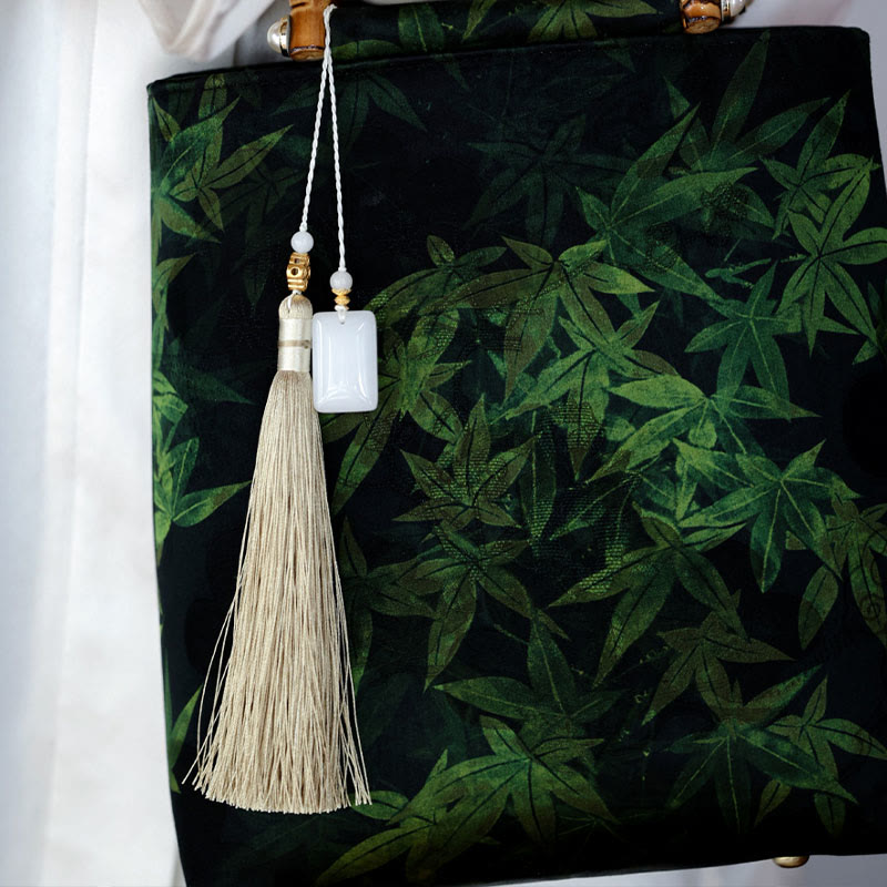 Bamboo Leaves Butterfly Koi Fish Bamboo Handles Handbag - Image 8