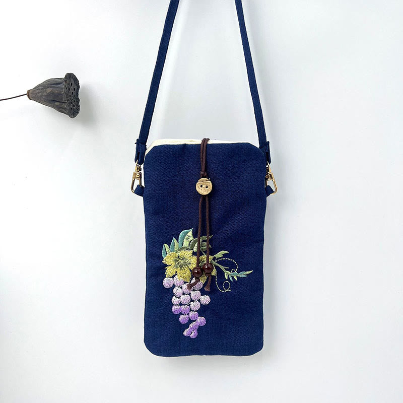 Small Embroidered Flowers Crossbody Bag Shoulder Bag Cellphone Bag 11*20cm - Image 37