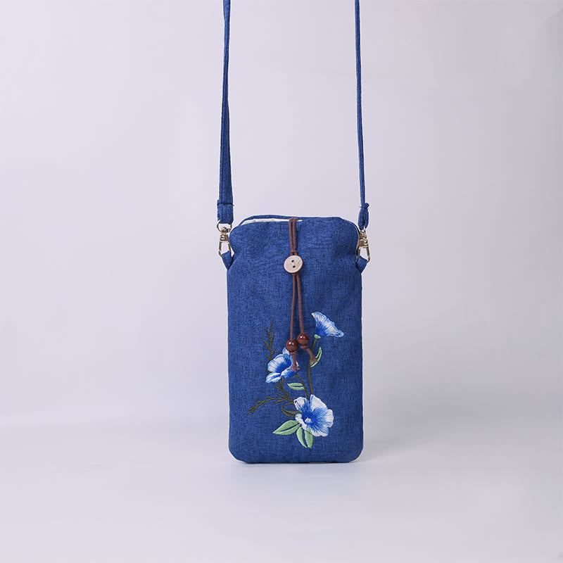 Small Embroidered Flowers Crossbody Bag Shoulder Bag Cellphone Bag 11*20cm - Image 8