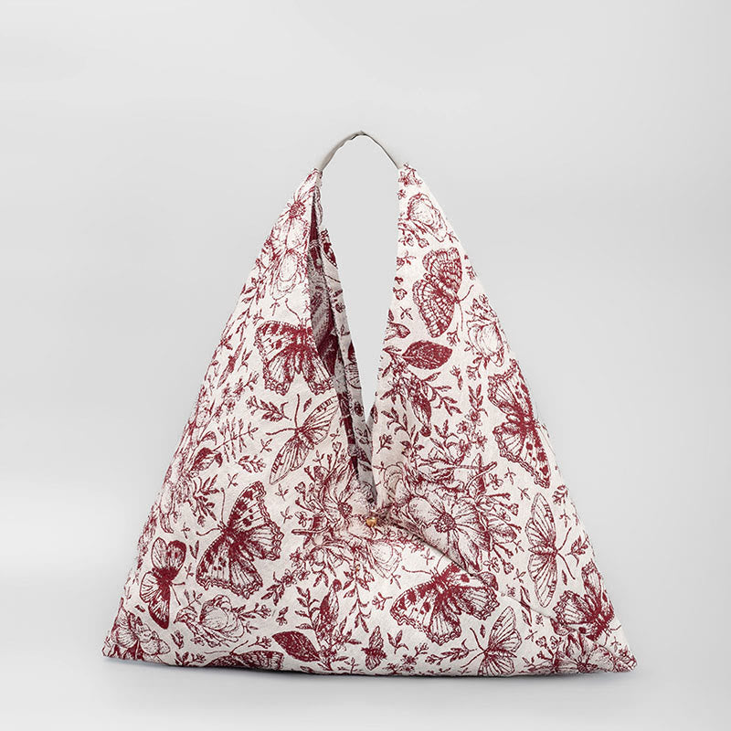 Flowers Letters Butterfly Geometry Print Underarm Triangle Shoulder Bag - Image 10