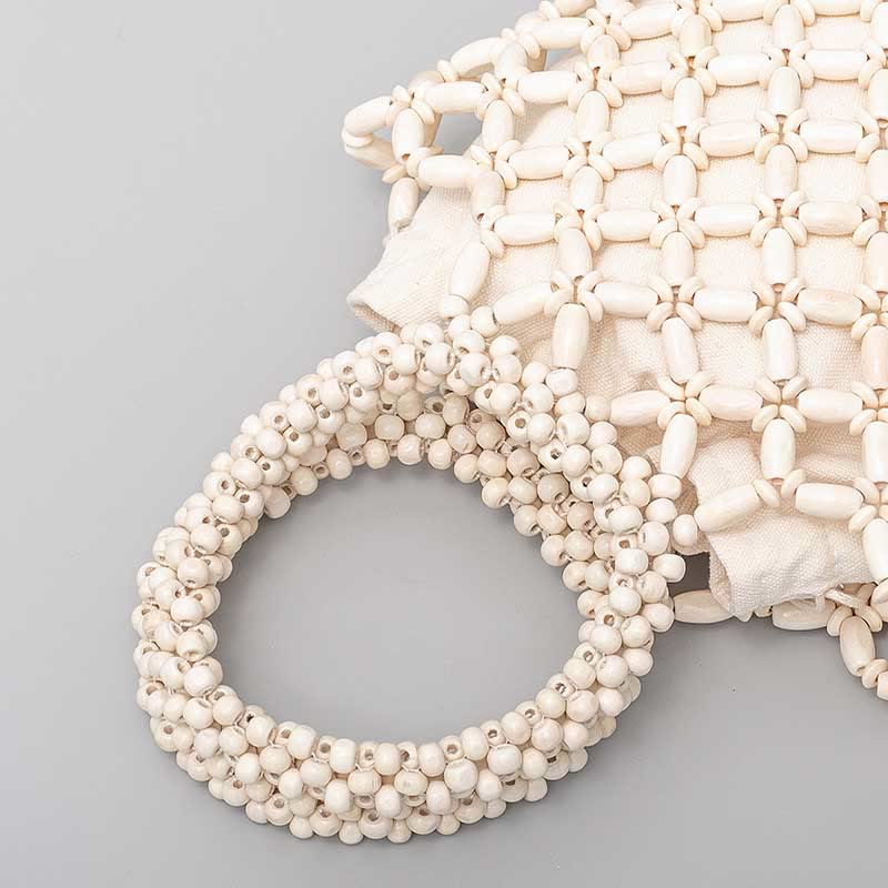 Hand-woven Lozenge Wooden Beads Handbag - Image 14