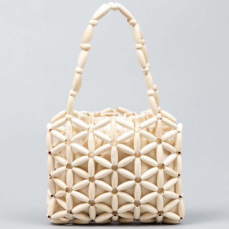 Hand-woven Mini Wooden Beads Handbag - Image 8
