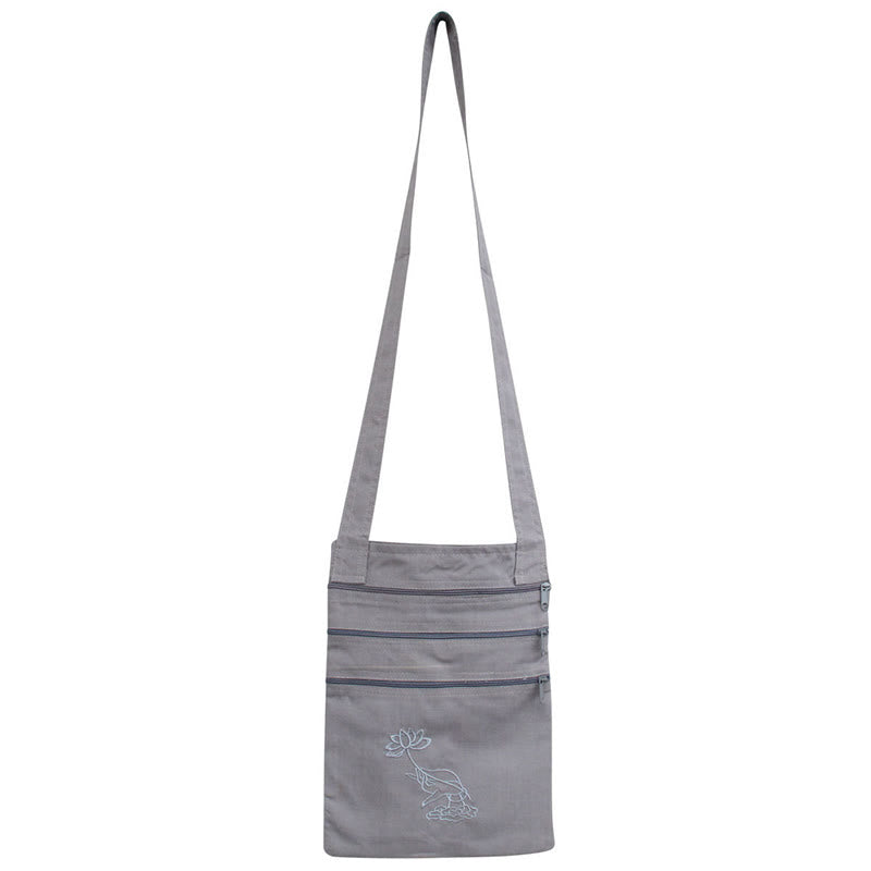 Spiritual Mind Practice Lotus Embroidered Cotton Shoulder Bag Crossbody Bag - Image 8