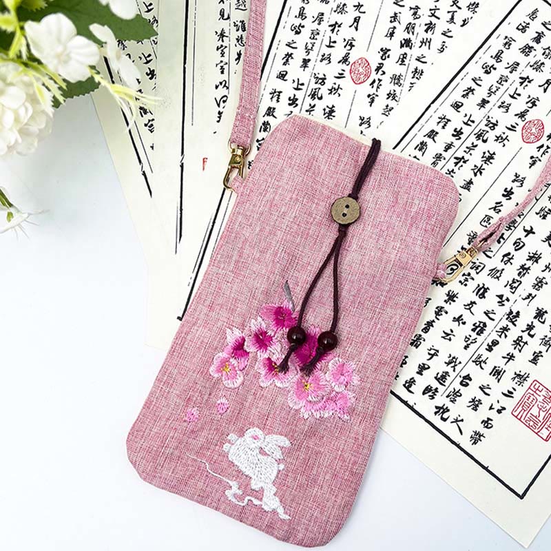 Small Embroidered Flowers Crossbody Bag Shoulder Bag Cellphone Bag 11*20cm - Image 36