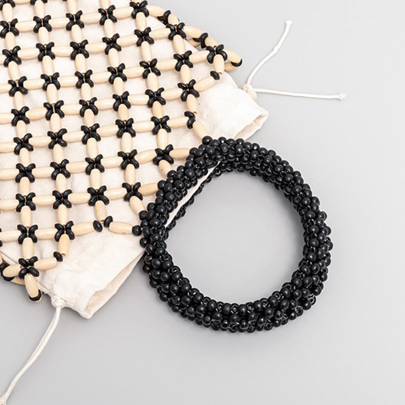 Hand-woven Lozenge Wooden Beads Handbag - Image 5