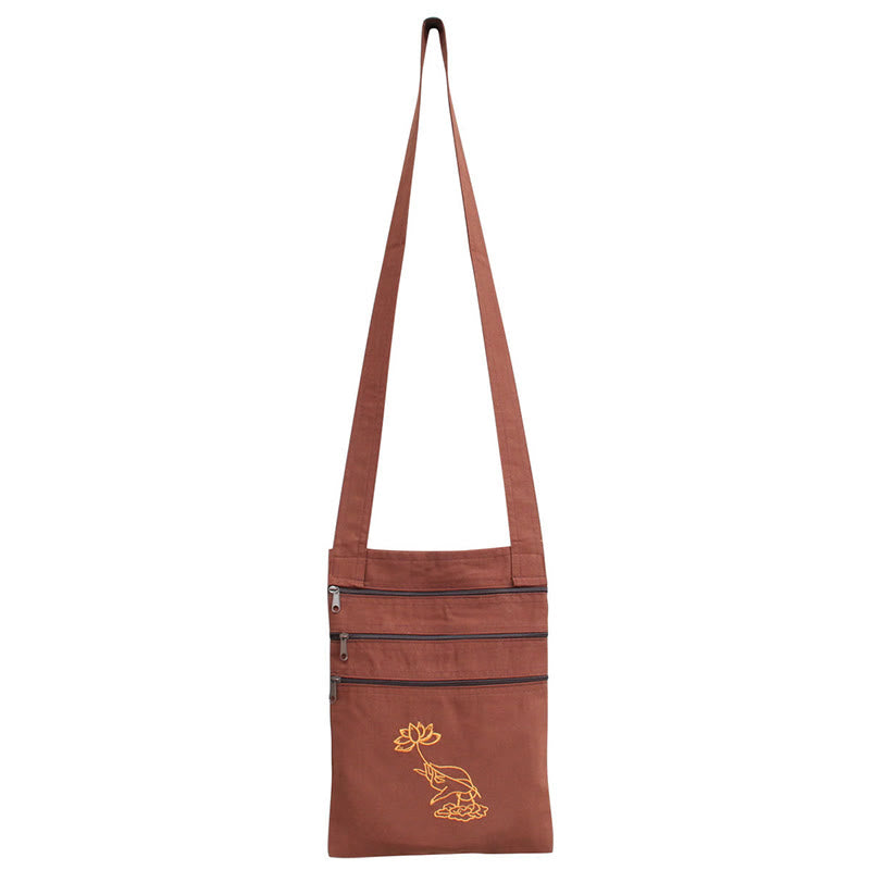 Spiritual Mind Practice Lotus Embroidered Cotton Shoulder Bag Crossbody Bag - Image 4