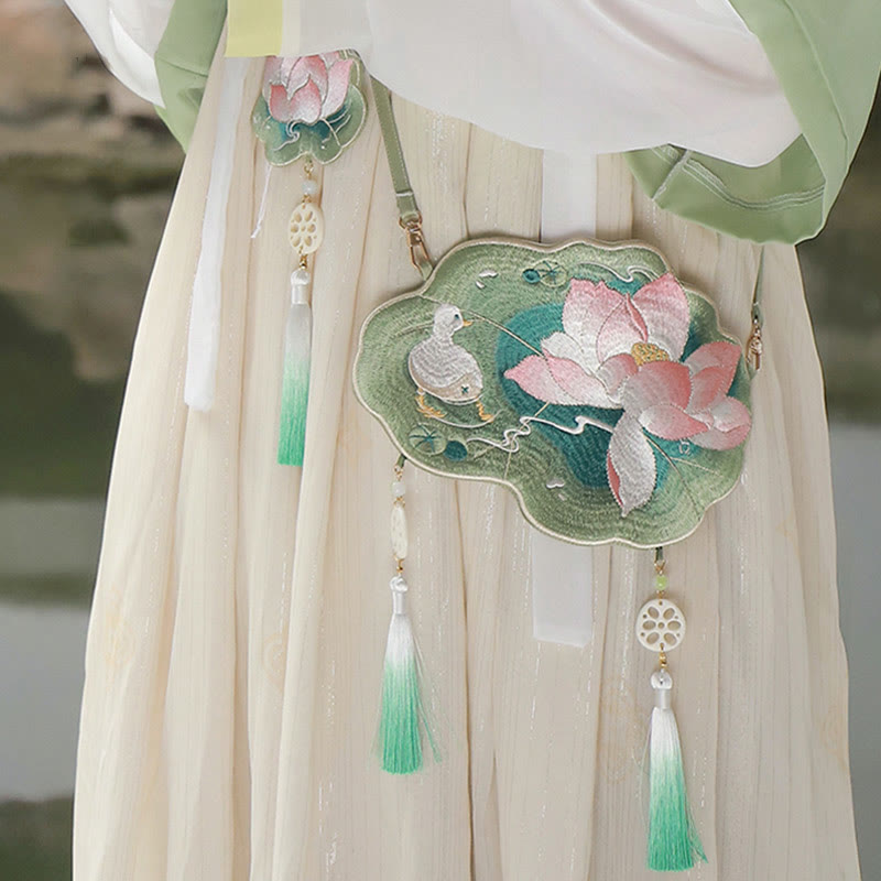 Luck Embroidery Lotus Koi Fish Rabbit Flower Hanfu Bag Crossbody Bag Shoulder Bag - Image 11