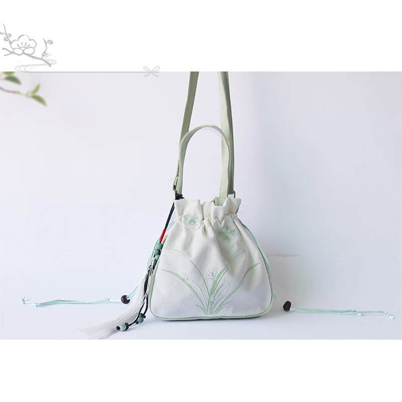 Handmade Embroidered Flowers Canvas Tote Shoulder Bag Handbag - Image 18