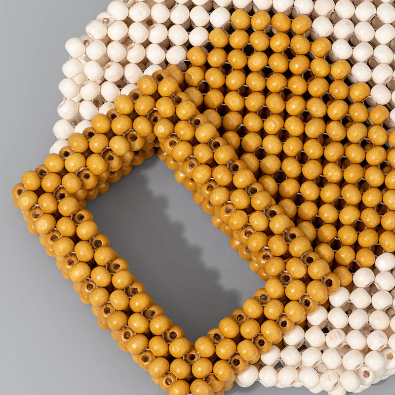Hand-woven Wooden Beads Square Tote Handbag - Image 3